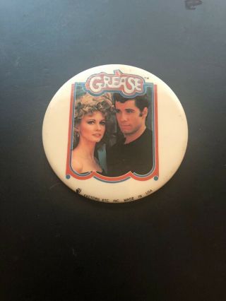 Grease Movie Button.  Vintage.  John Travolta & Olivia Newton John.