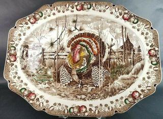 (1) Johnson Brothers His Majesty Large Scalloped Turkey Platter Thanksgiving