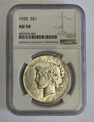 1928 Philadelphia Silver Peace Dollar Ngc Au 50 Key Date