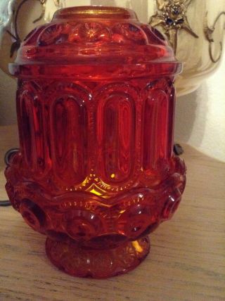 Vintage L E Smith Moon Stars Fairy Candle Lamp Red