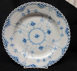 Vintage Royal Copenhagen Blue Fluted Full Lace Dinner Plate,  1084 9 7/8 "