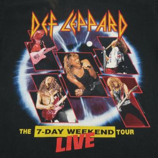 Def Leppard - 7 Day Weekend Tour - Vintage 1993 Concert T Shirt - Large L