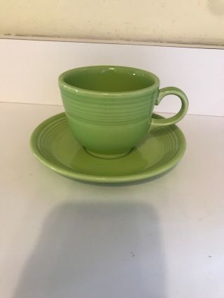 Fiestaware Fiesta Lime Green Cup And Saucer Homer Laughlin Lead