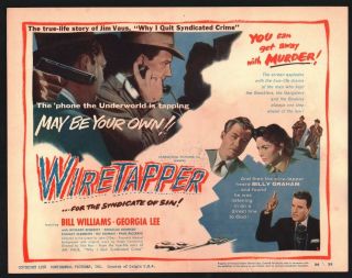 Wiretapper Title Lobby Card (verygood) 1956 Billy Graham Movie Poster Art 15708