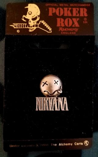 Vtg 90s 1991 Nirvana Pewter T - Shirt Pin By Poker Rox Alchemy England Deadstock