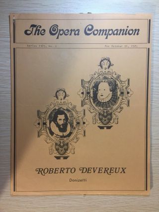 1979 San Francisco The Opera Companion Guide Roberto Devereux Donizetti