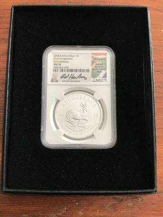 South Africa 2018 1 Oz.  Silver Krugerrand - Ngc Ms 70 First Day Signed By Harbuz