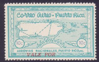 11127 - Puerto Rico,  1938 Private Airmail 10c.  Surcharge Shift,  Mh,  Signed Sanabria