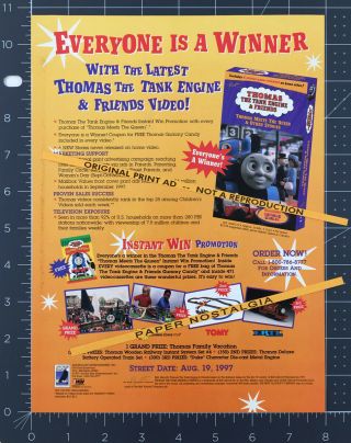 Thomas The Tank Engine_original 1997 Trade Print Ad / Instant Win Video Promo