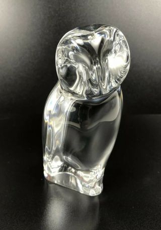 Baccarat France Crystal Barn Owl Art Glass Figurine Paperweight Bird Statue