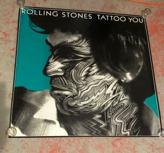 Rolling Stones Orig.  1981 Tattoo You Promo Poster Green Keith Richards Rare