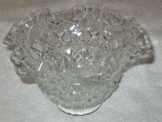 Antique/vintage Pressed Glass Bowl - Fluted Edges - 6 1/2 " Diameter X 4 " Ht.