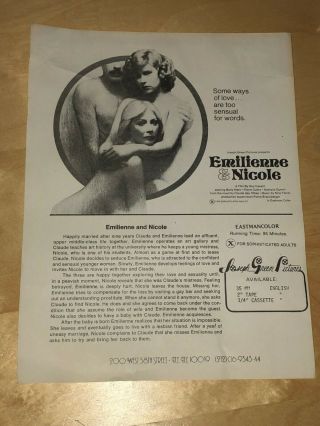Emilienne & Nicole Film Ad Guy Casaril Movie Betty Mars Joseph Green Pictures