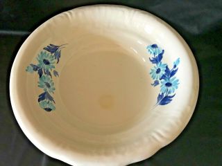 Cash Family Pottery Hand Painted Large Basin and Pitcher White Blue Flowers 1945 2