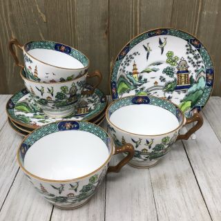 Set/4 Crown Staffordshire Ye Olde Willow 5356 (chinese Willow) Cups & Saucers