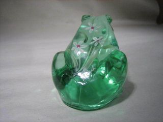 Fenton Hand Painted Signed Green Glass Frog One of a Kind 2