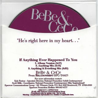 Bebe & Cece Winans - If Anything Ever Happened To You (3 Mixes) Promo Cd