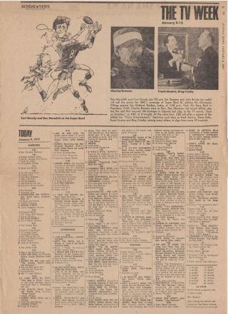 Ny Daily News Tv Week January 9 1977 - 4 Page Pullout Section