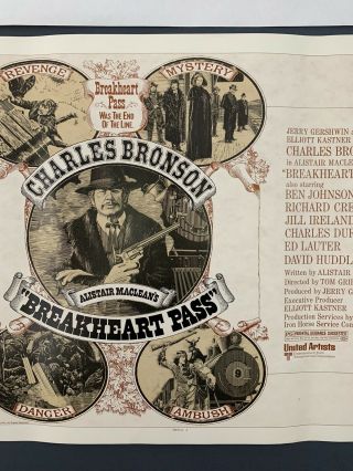 BREAKHEART PASS Movie Poster (VeryFine) Half Sheet 1976 Charles Bronson 01 3