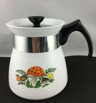 Vintage Corning Ware Merry Mushroom Retro 7 Cup Tea Pot P - 107 W Lid