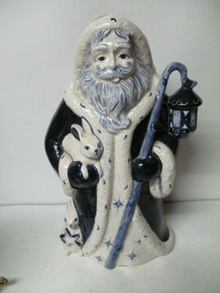13 " T - Dedham Pottery Santa Claus W Rabbits - Christmas Ltd Edt Potting Shed 60