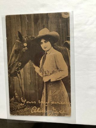 Alice Joyce - Hollywood Western/cowgirl Silent Movie Star 1920s Postcard / Rare