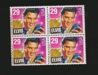 Elvis Presley Usa Postage Stamp Block Of Four 2721 Issued Memphis Tn 1993
