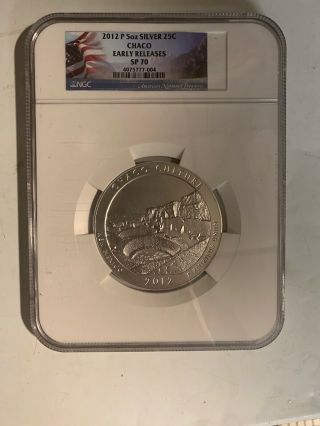 2012 P 5oz Silver Atb 25c Chaco Early Releases Sp70 Ngc L@@k Rare