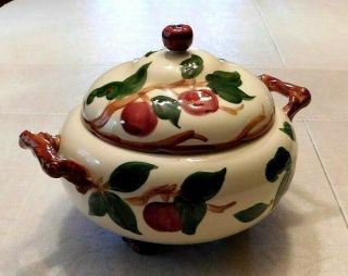 Franciscan Apple Hand Painted Handled Soup Tureen W Lid 3 Feet