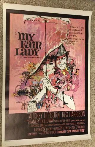 My Fair Lady Movie Poster 1964 - Audrey Hepburn & Rex Harrison 71/77