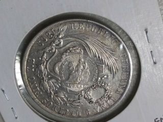 1894 Guatemala Peso 1/2 Real Counterstamp 1869 Peru Sol Host Silver C/s