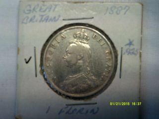 1887 Silver Great Britain One 1 Shilling Queen Victoria Jubilee Head Coin