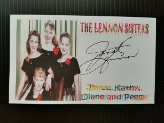 " The Lennon Sisters " Jane Lennon Autographed 3x5 Inch Index Card