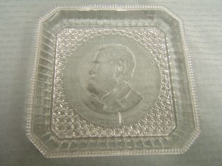" Us Grant Patriot & Soldier " Square Eapg Plate Bryce Highbee Glass Co Vgc