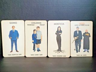 4 Vintage Addams Family Game Cards Gomez,  Morticia,  Children & Lurch 1965