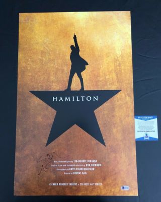 Hamilton Lin Manuel Miranda Signed Broadway Window Card Poster Autograph Bas 3