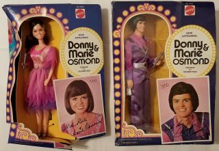 Vintage Mattel Donny & Marie Osmond Dolls With 9 Outfits - In Boxes