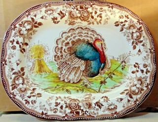 Great Royal Staffordshire Clarice Cliff Tonquin 19 " Square Oval Platter Turkey