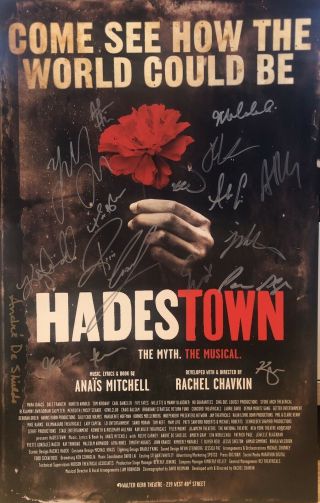 Full Cast Cast Signed Hadestown Broadway Poster Windowcard Rare Last One