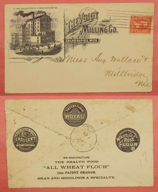 1895 COVER VOIGT MILLING CO ADVERTISING GRAND RAPIDS MICHIGAN MI PORTLAND ME CAN 3