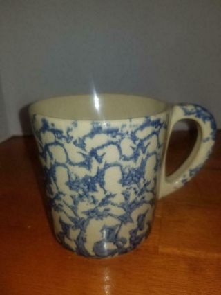 Blue Spongeware Coffee Mug Rrp Co Robinson Ransbottom Pottery Cup Roseville Ohio