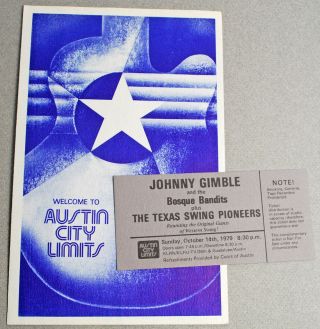1979 Austin City Limits Program Ticket Johnny Gimble Texas Swing Pioneers