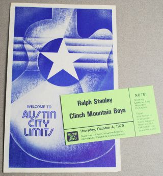 1979 Austin City Limits Program Ticket Ralph Stanley Clinch Mountain Boys