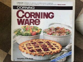 Corning Ware 5 - Piece Set French White Casserole/quiche/pie
