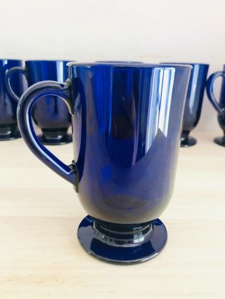 Vintage Cobalt Blue Mugs | Libbey Glass Irish Coffee Footed Cup Set Of 6