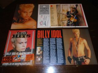 Billy Idol - Music Advert Poster,  Songwords,  Article Clippings - 1985 - 1986