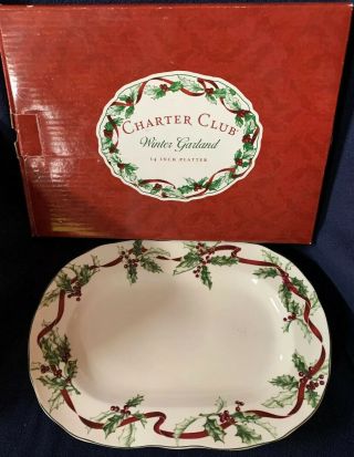 Charter Club Winter Garland 14 Inch Platter