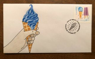 2019 Canada Post Community Summer Sweet Ice Cream Cone Fdc Hand Drawn Cachet