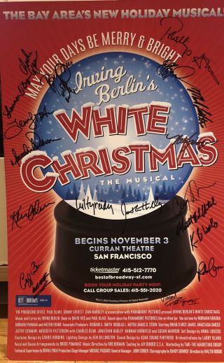 Brian D’arcy James,  Cast Signed White Christmas Pre - Broadway Poster Windowcard