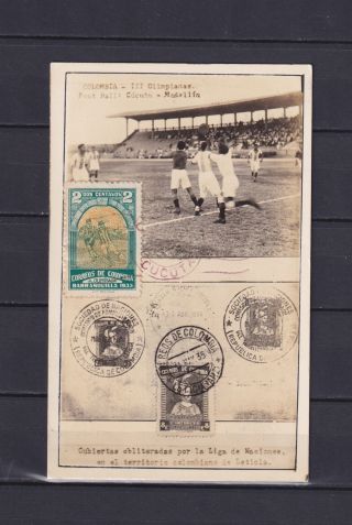 Colombia 1935,  Sc 421,  Soccer,  Postcard Dedicated To Soccer Games